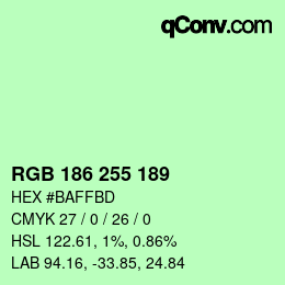 Color code: RGB 186 255 189 | qconv.com