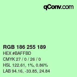 Color code: RGB 186 255 189 | qconv.com