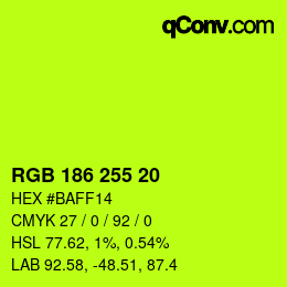 Color code: RGB 186 255 20 | qconv.com