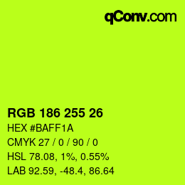 Color code: RGB 186 255 26 | qconv.com