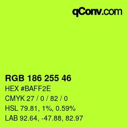 Color code: RGB 186 255 46 | qconv.com
