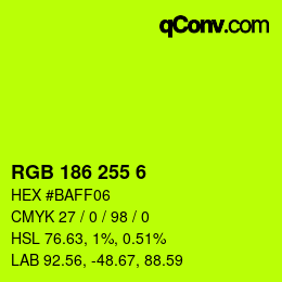 Color code: RGB 186 255 6 | qconv.com