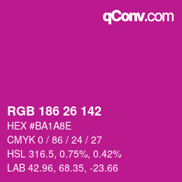 Color code: RGB 186 26 142 | qconv.com