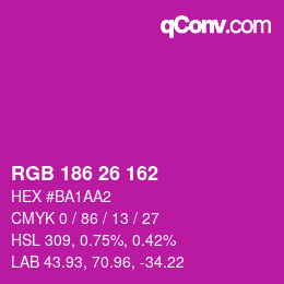Color code: RGB 186 26 162 | qconv.com