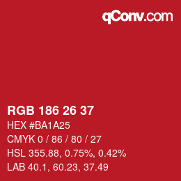 カラーコード: RGB 186 26 37 | qconv.com