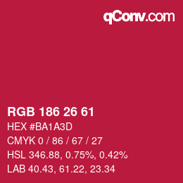 Color code: RGB 186 26 61 | qconv.com