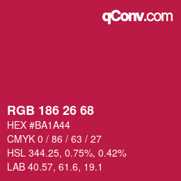 カラーコード: RGB 186 26 68 | qconv.com