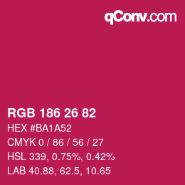 Color code: RGB 186 26 82 | qconv.com