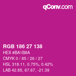 Color code: RGB 186 27 138 | qconv.com