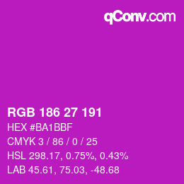 Color code: RGB 186 27 191 | qconv.com
