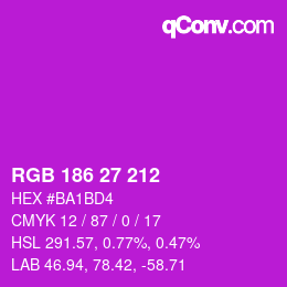 Color code: RGB 186 27 212 | qconv.com