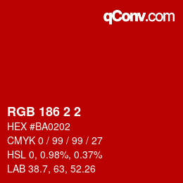 Color code: RGB 186 2 2 | qconv.com