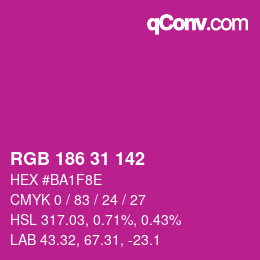 Color code: RGB 186 31 142 | qconv.com