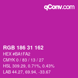 Color code: RGB 186 31 162 | qconv.com
