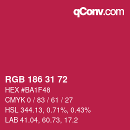 Color code: RGB 186 31 72 | qconv.com