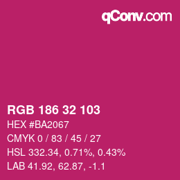 Color code: RGB 186 32 103 | qconv.com