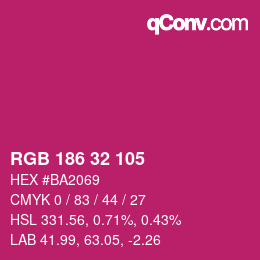Color code: RGB 186 32 105 | qconv.com
