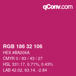 Color code: RGB 186 32 106 | qconv.com