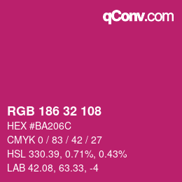 Color code: RGB 186 32 108 | qconv.com
