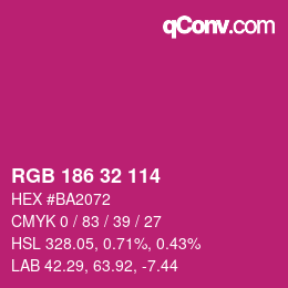 Color code: RGB 186 32 114 | qconv.com