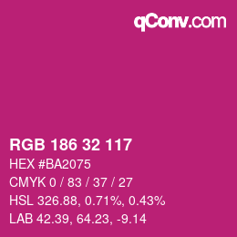 カラーコード: RGB 186 32 117 | qconv.com