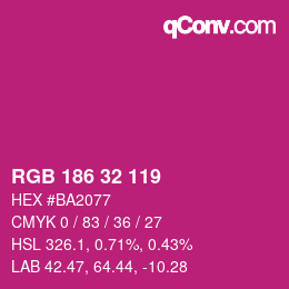 Color code: RGB 186 32 119 | qconv.com
