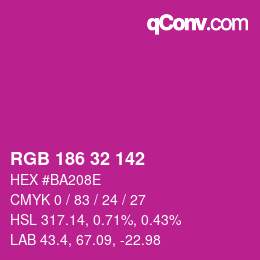 Color code: RGB 186 32 142 | qconv.com