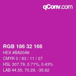 カラーコード: RGB 186 32 166 | qconv.com