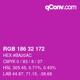 Color code: RGB 186 32 172 | qconv.com