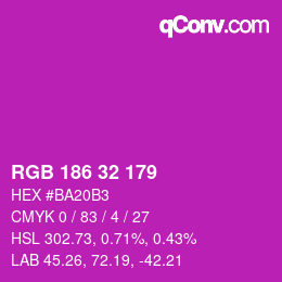 Color code: RGB 186 32 179 | qconv.com