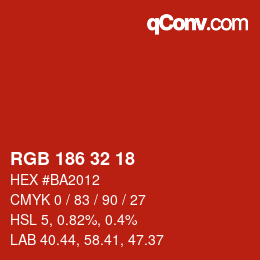Color code: RGB 186 32 18 | qconv.com