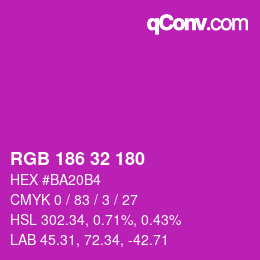 Color code: RGB 186 32 180 | qconv.com
