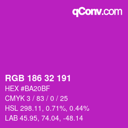 Color code: RGB 186 32 191 | qconv.com