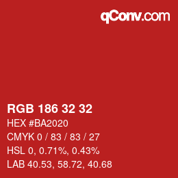 Color code: RGB 186 32 32 | qconv.com