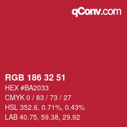 Color code: RGB 186 32 51 | qconv.com