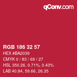 Color code: RGB 186 32 57 | qconv.com