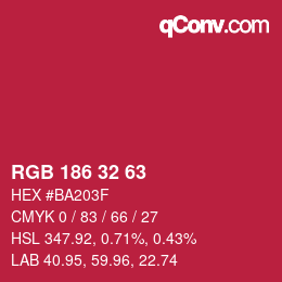 Color code: RGB 186 32 63 | qconv.com