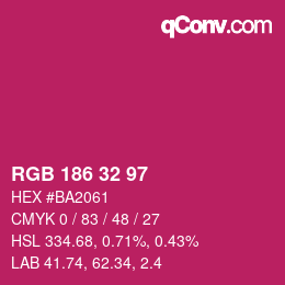 Color code: RGB 186 32 97 | qconv.com
