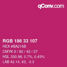 Color code: RGB 186 33 107 | qconv.com