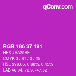 Color code: RGB 186 37 191 | qconv.com