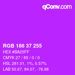 Color code: RGB 186 37 255 | qconv.com