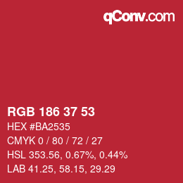 Color code: RGB 186 37 53 | qconv.com