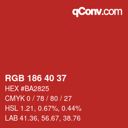 Color code: RGB 186 40 37 | qconv.com