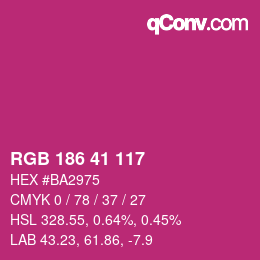 Color code: RGB 186 41 117 | qconv.com