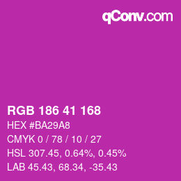 カラーコード: RGB 186 41 168 | qconv.com