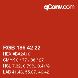 カラーコード: RGB 186 42 22 | qconv.com