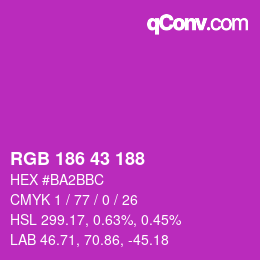 颜色代码: RGB 186 43 188 | qconv.com