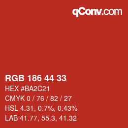 カラーコード: RGB 186 44 33 | qconv.com