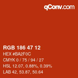 Color code: RGB 186 47 12 | qconv.com