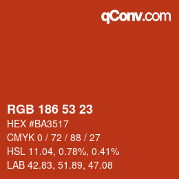 Código de color: RGB 186 53 23 | qconv.com